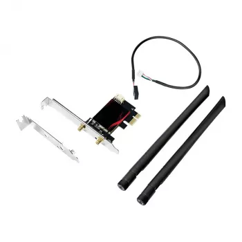 LogiLink WL0248 PCI-Express Wi-Fi 6E AX5400 Tri-Band Card ar Bluetooth 5.2, 2.4/5/6 GHz, 2x noņemamas 5 dBi antenas, Intel AX210, WPA3, Windows 10/11 un Linux