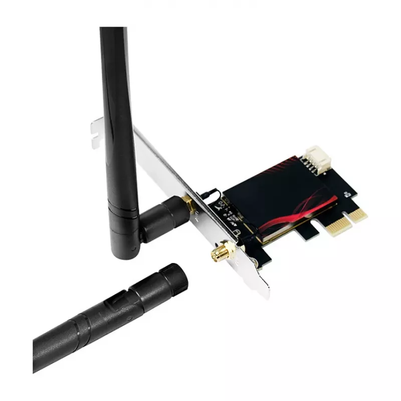 LogiLink WL0248 PCI-Express Wi-Fi 6E AX5400 Tri-Band Card ar Bluetooth 5.2, 2.4/5/6 GHz, 2x noņemamas 5 dBi antenas, Intel AX210, WPA3, Windows 10/11 un Linux