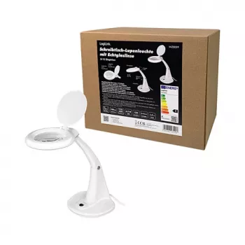 LOGILINK WZ0059 LED palielināšanas lampa ar galda statīvu, 3 dioptrijas (1.75x), 40 SMD LED, 6.5W, dienasgaismas balta, melna