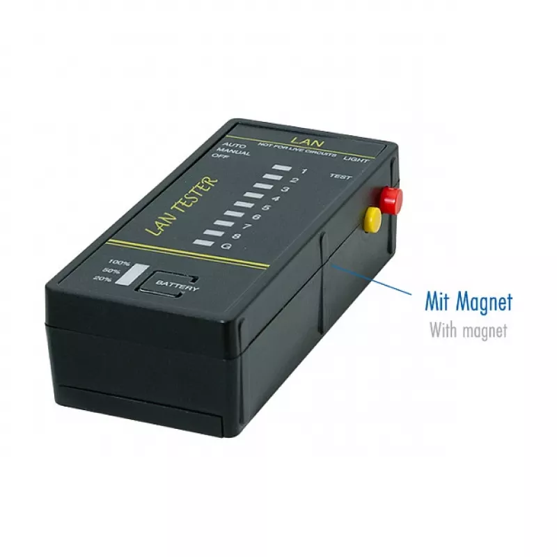 LOGILINK WZ0080 LAN kabeļu testeris un PoE meklētājs ar magnētu, lukturīti, fona apgaismojuma LCD, 300 m darbības rādiusu