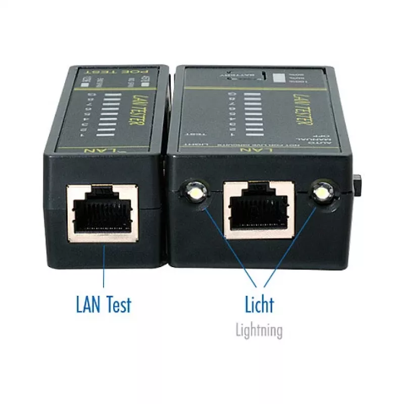 LOGILINK WZ0080 LAN kabeļu testeris un PoE meklētājs ar magnētu, lukturīti, fona apgaismojuma LCD, 300 m darbības rādiusu