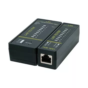 LOGILINK WZ0080 LAN kabeļu testeris un PoE meklētājs ar magnētu, lukturīti, fona apgaismojuma LCD, 300 m darbības rādiusu