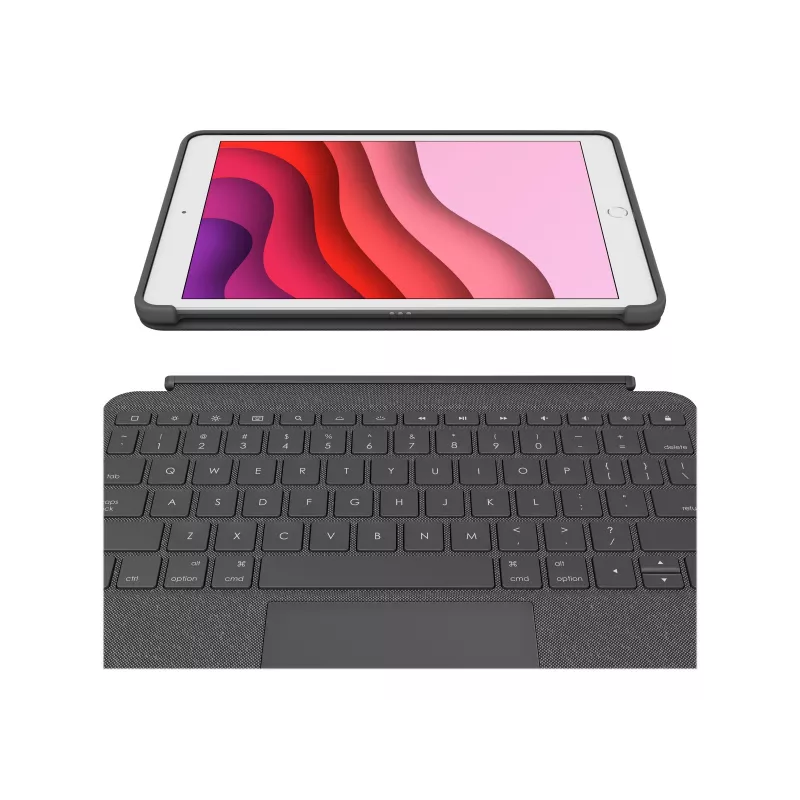 Logitech Combo Touch tastatūra un folio maciņš ar skārienpaliktni, fona apgaismojums, Apple Smart Connector, AZERTY franču, grafīts, Apple 10,2 collu iPad (7. paaudze, 8. paaudze)