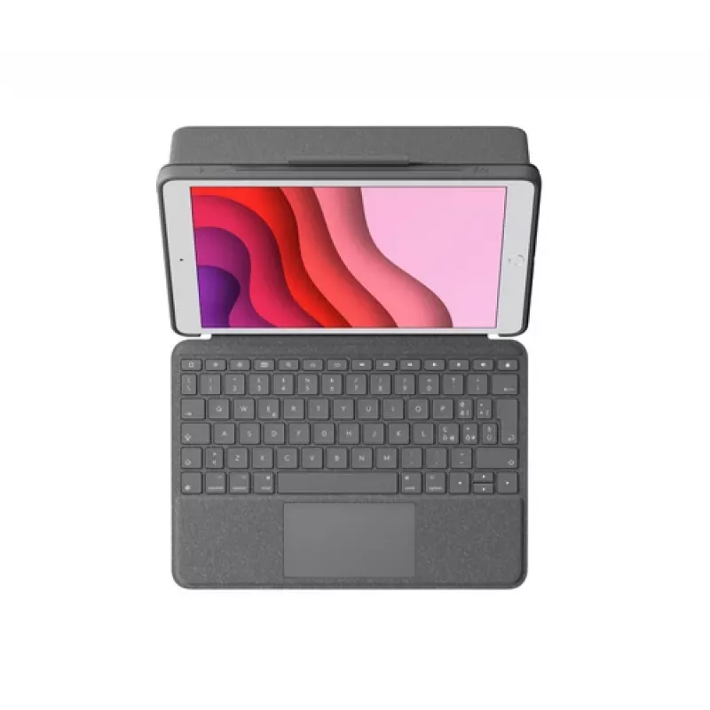 Logitech Combo Touch - tastatūra un vāciņš ar foliju - ar skārienpaliktni - ar fona apgaismojumu - Apple Smart Connector - QWERTY - itāļu - grafīts - Apple 10.2 collu iPad (7. paaudze, 8. paaudze, 9. paaudze)