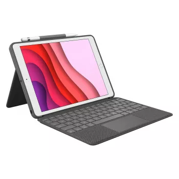 Logitech Combo Touch klaviatūra un folio maciņš ar skārienpaliktni Apple 10,2 collu iPad (7., 8., 9. paaudze) - grafīta - UK izkārtojums