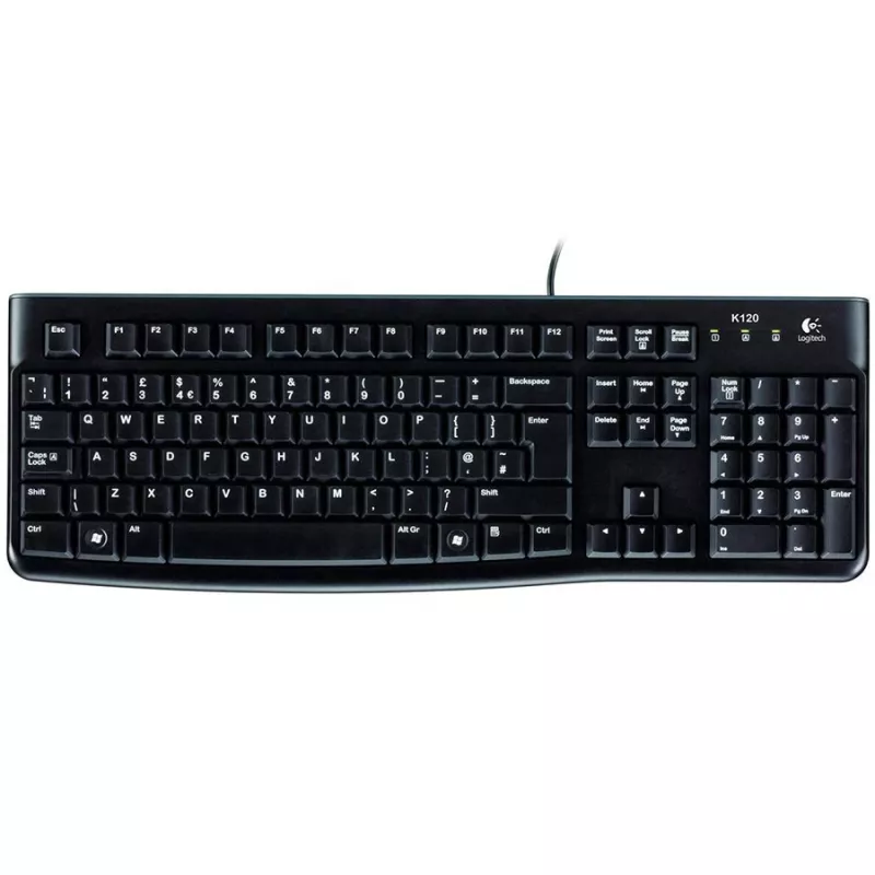 Logitech K120 for Business USB tastatūra, vadu, pilna izmēra, melna