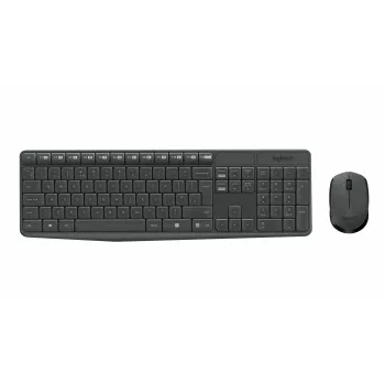 Logitech MK235 bezvadu tastatūras un peles komplekts, 2.4GHz RF, QWERTZ izkārtojums, melns, USB uztvērējs – 920-008031