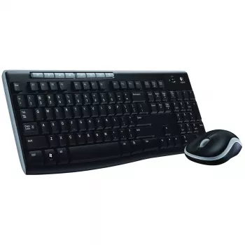 Logitech MK270 bezvadu komplekts – pilna izmēra RF 2.4 GHz tastatūra un pele (melna)