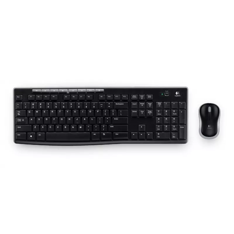 Logitech MK270 bezvadu komplekts – pilna izmēra RF 2.4 GHz tastatūra un pele (melna)
