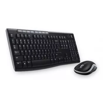 Logitech MK270 bezvadu komplekts – pilna izmēra RF 2.4 GHz tastatūra un pele (melna)