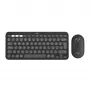 Logitech Pebble 2 Combo Tonal Graphite bezvadu klaviatūras un peles komplekts, AZERTY franču izkārtojums, Bluetooth un Logi Bolt USB uztvērējs, klusie klikšķi, vairāku ierīču atbalsts, pārstrādāta plastmasa
