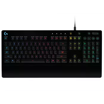 Logitech Prodigy G213 Prodigy spēļu tastatūra - fona apgaismojums RGB, QWERTY US English, izturīga pret izšļakstīšanos, iebūvēts plaukstu balsts