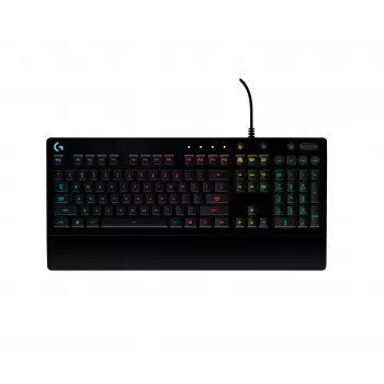 Logitech Prodigy G213 Prodigy spēļu tastatūra - fona apgaismojums RGB, QWERTY US English, izturīga pret izšļakstīšanos, iebūvēts plaukstu balsts