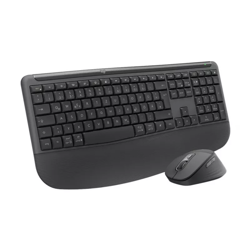 Logitech Signature Comfort Plus Combo MK880 for Business - Tastatūras un peles komplekts - Pilna izmēra - ar LED akumulatora indikatoru - Bezvadu - USB-C, Bluetooth LE - QWERTZ - Vācu - Grafīts