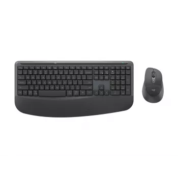 Logitech Signature Comfort Plus Combo MK880 for Business - Tastatūras un peles komplekts - Pilna izmēra - ar LED akumulatora indikatoru - Bezvadu - USB-C, Bluetooth LE - QWERTZ - Vācu - Grafīts