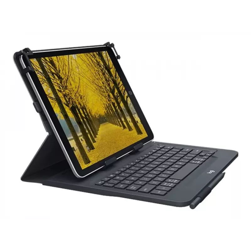 Logitech universālā tastatūra un folija maciņš 9-10 collu planšetdatoriem, Bluetooth 3.0, QWERTZ Šveices vācu izkārtojums, grafīta
