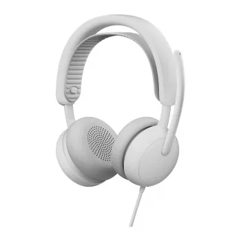Logitech Zone Wired 2 uz auss USB-C austiņas ar trokšņu slāpējošu mikrofona sviru, pelēkbalts