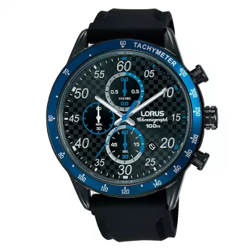 Lorus vīriešu kvarca analogais pulkstenis RM337EX9 zils ciparnīca brūna ādas siksniņa 43mm