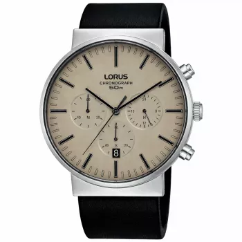 Lorus vīriešu kvarca analogais pulkstenis RT381GX9 - 43mm nerūsējošā tērauda aproce, melns ciparnīca, 100m ūdensizturība