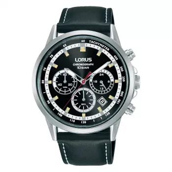 LORUS vīriešu kvarca hronogrāfa pulkstenis RT301KX9 42mm nerūsējošais tērauds melns ciparnīca