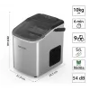 Lovio LVIM001SL Crystal Ice mājas ledus veidotājs - 12 kg/24h, 2.2L tvertne, sudraba/melns