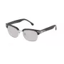 LOZZA SL2253M52579X Unisex taisnstūra saulesbrilles - Spīdīgs melns acetāta rāmis, Pelēka gradienta polikarbonāta lēcas, 52 mm lēcu platums, 100% UV400 aizsardzība