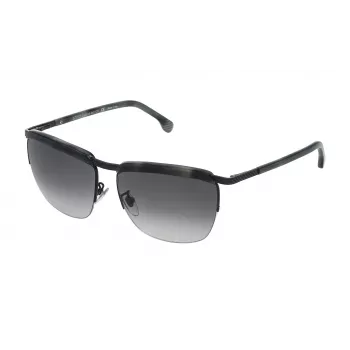 LOZZA SL2282M590531 Unisex taisnstūra saulesbrilles, Havana acetāta rāmis, pelēkas polikarbonāta lēcas, UV400, 59 mm