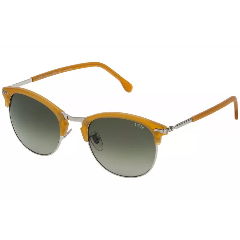 LOZZA SL2293M-579V Vīriešu kvadrātveida saulesbrilles Havana acetāta rāmis Zaļa polikarbonāta lēca 52mm