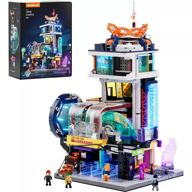 LUMIBRICKS Funwhole Medieval Watchtower Building Blocks Set with LED Lighting (1368 Pieces)