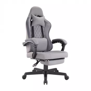 LUMIVIDA HS084714 Ergonomic Gaming Chair with Head and Lumbar Support, Black/Red, PU Leather, 90-155° Recline, 150kg Capacity