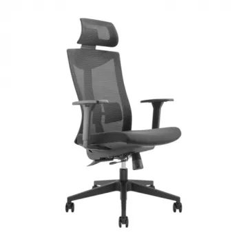 LUMIVIDA HS084721 ergonomiskais biroja krēsls ar regulējamu galvas balstu un jostasvietas atbalstu, elpojoša sieta atzveltne, melns