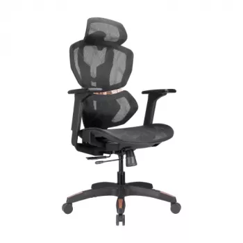 LUMIVIDA PREMIUM Ergonomisks biroja krēsls ar galvas un jostasvietas atbalstu, 3D regulējamiem roku balstiem - Melns