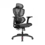 LUMIVIDA PREMIUM Ergonomisks biroja krēsls ar galvas un jostasvietas atbalstu, 3D regulējamiem roku balstiem - Melns