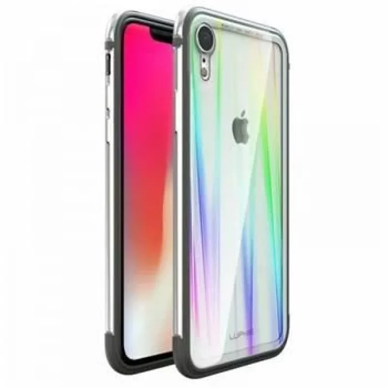 Luphie Apple iPhone XR Aurora Condom Alumīnija Rāmis + TPU Maciņš Sudrabs