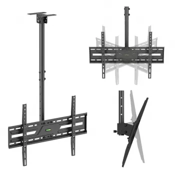 MACLEAN MC-173 griestu stiprinājums 37–86 inch televizoriem, 50 kg, VESA 600x400, ar pagriešanu un slīpumu, melns