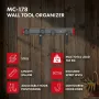 Maclean MC-178 Sienas stiprinājuma tērauda instrumentu organizators, 136 kg slodze, 816 mm platums, pegboard panelis