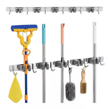 Maclean MC-185 Sienas stiprinājuma instrumentu organizators dārza instrumentiem un mopiem, tērauds, 60 cm, 20 kg slodze, ar āķiem
