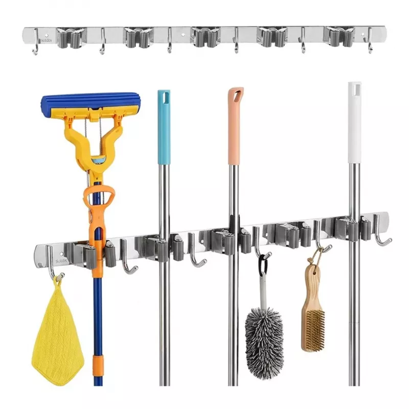 Maclean MC-185 Sienas stiprinājuma instrumentu organizators dārza instrumentiem un mopiem, tērauds, 60 cm, 20 kg slodze, ar āķiem