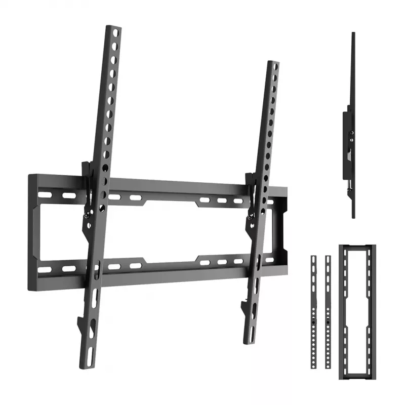 MACLEAN MC-188 TV sienas stiprinājums, max VESA 600x400, 37-86 collas, līdz 45 kg, melns, slīpuma regulēšana 0°–8°