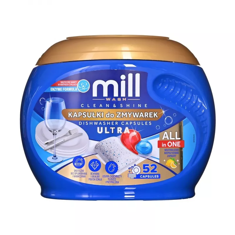 MADONIS Mill Trauku mazgāšanas līdzekļu komplekts - 3 gab. (Citronu trauku mazgāšanas līdzeklis, Trauku mazgājamās mašīnas līdzeklis, Sāls)