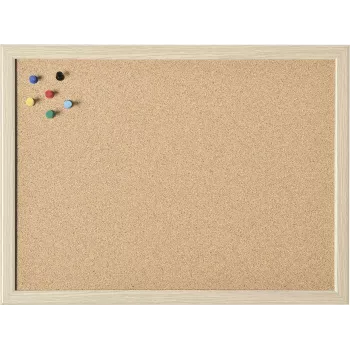 Magnetoplan korķa tāfele ar koka rāmi 1000 x 600 mm, dabīgs presēts korķis, pašatjaunojošs, piestiprināms pie sienas, piezīmju, memu un foto piespraušanai (121924)