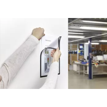 MAGNETOPLAN HOLTZ Magnetofix magnētiskā dokumentu kabata A4 melna, magnētisks stiprinājums uz feromagnētiskām virsmām 1130312