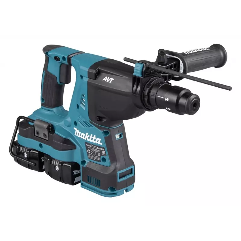 Makita DHR281PT2J 36V (2x18V) Bezsuku SDS-Plus Rotācijas āmura urbjmašīnas komplekts ar 2x5.0Ah akumulatoriem, divu portu lādētāju un Makpac futrāli