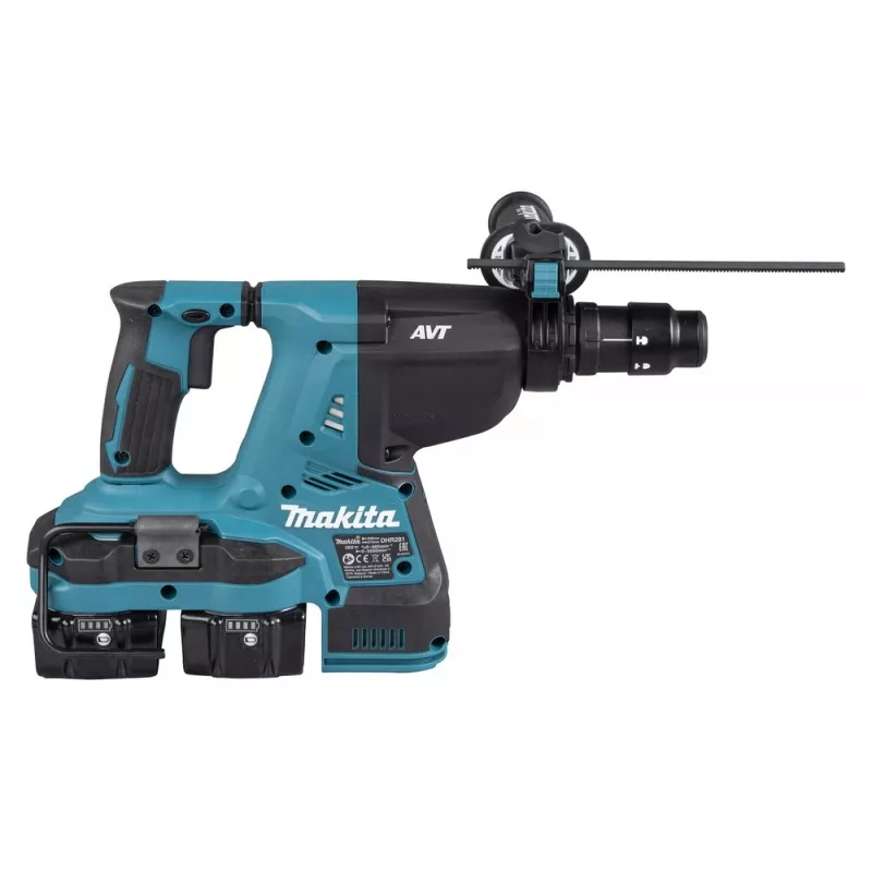 Makita DHR281PT2J 36V (2x18V) Bezsuku SDS-Plus Rotācijas āmura urbjmašīnas komplekts ar 2x5.0Ah akumulatoriem, divu portu lādētāju un Makpac futrāli