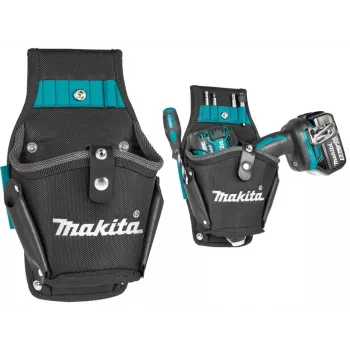 Makita E-15154 Ultimate Series urbja maksts, izturīga 1680D poliestera, melna ar ziliem akcentiem, universāls pielāgojums bezvadu urbjiem un triecienskrūvgriežiem