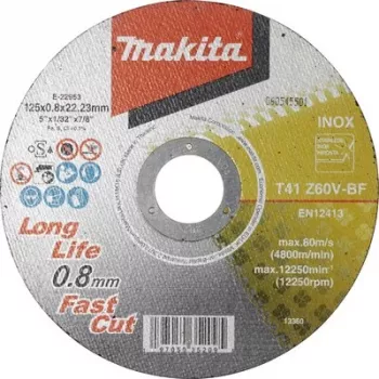 Makita E-22953 griešanas disks 125 mm, 1 gabals, alumīnija oksīds, 80 m/s