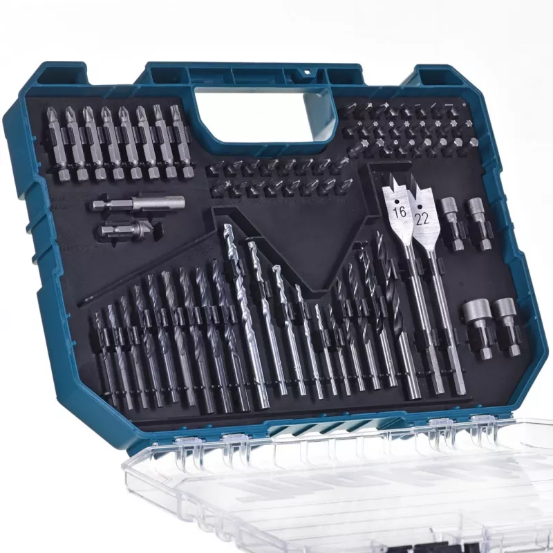 Makita ME-15126 18V LXT bezvada triecienurbjmašīnas komplekts ar 70 detaļu uzgaļu komplektu, 2 akumulatoriem, lādētāju un cieto koferi