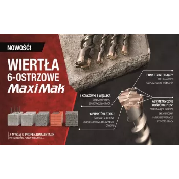 MAKITA SDS MAX urbis 14x200x340mm MAXI MAK 6 asmeņu