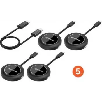 MANHATTAN 1080p bezvadu HDMI prezentācijas komplekts ar 4 USB-C raidītāju moduļiem, melns