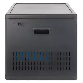 Manhattan 12 nodalījumu USB-C klēpjdatoru uzlādes skapis uz riteņiem, 65W vienam portam, 780W kopā, tērauds, melns, UK un EU kabeļi, 395x32.5x290mm nodalījumi